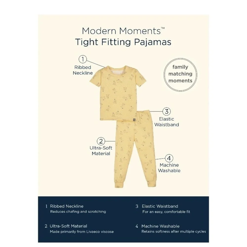 Modern Moments By Gerber Unisex Super Soft Two Piece PJ Set 2T New with Tags
